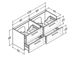 Dansani Luna vaskeskab med 4 skuffer i mat hvid